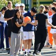SportFest 2025 в МЛШ продолжается: старшеклассники вместе с учителями играют в футбол, волейбол, баскетбол и участвуют в круговой эстафете